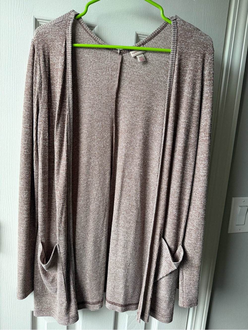 Cape Juby Open-Front Long Ribbed Cardigan - Light Taupe